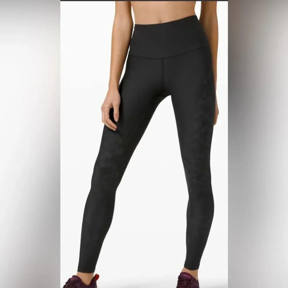 Lululemon Mapped Out High Rise Tight Camo Black Gray Size 4